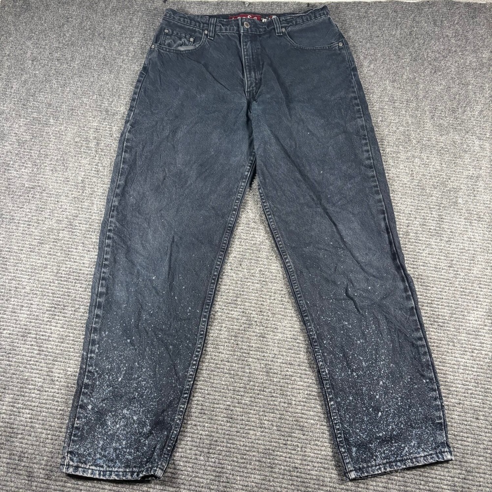 Vtg Levis SilverTab Loose Jeans Mens 33x30 Black Excellent Bleach Splatter Baggy